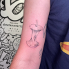 Apple core fine line tattoo