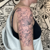 Buddha and floral half-sleeve for women.