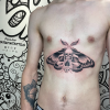 Death moth - stomach tattoo for men.