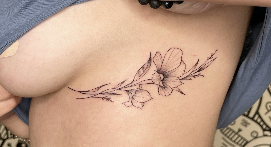 under boob floral fine line