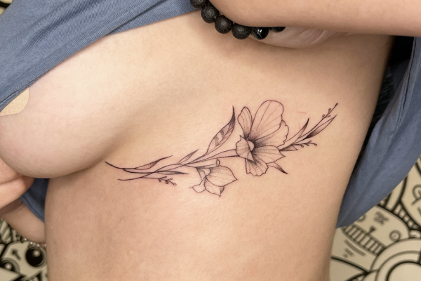 under boob floral fine line