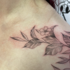 Fine Line Foliage Collar Bone Tattoo