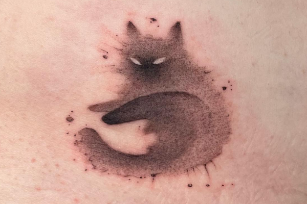 Ink splatter style cat by Dennis.