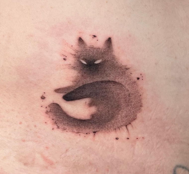 Ink splatter style cat by Dennis.