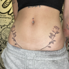Fine line rose hip tattoos
