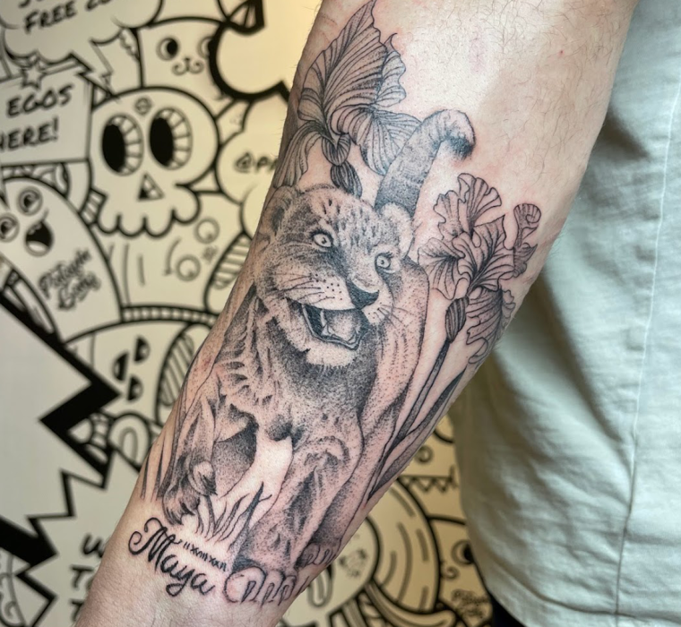 Tiger cub realism tattoo
