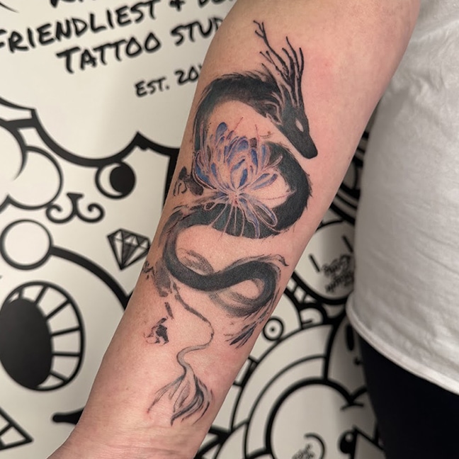 Abstract paint brush Dragon tattoo by Dennis Garcia