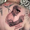 Anthony Bourdain portrait tattoo by Dennis Garcia @denninks