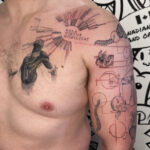Science theme geometric patchwork sleeve