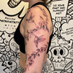 floral-vine-wrap-tattoo-dennis-garcia2 Fine-line hummingbirds and floral vine tattoo