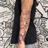 Japanese Traditional Peony and Philippine Sun Tattoo Sleeve