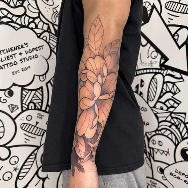 Japanese Traditional Peony and Philippine Sun Tattoo Sleeve