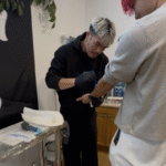 Akira Prabphane shaving and cleaning placement area