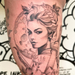 armetis-portrait-fineline-tattoo artemis greek goddess tattoo
