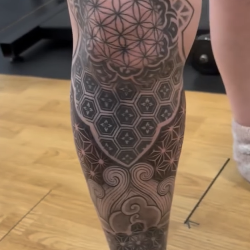 Geometric Leg Tattoo Eugene Perez